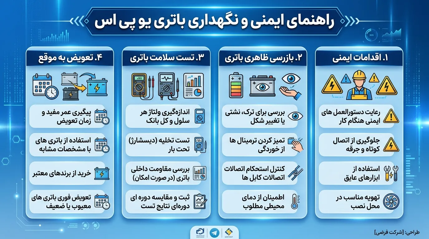 اینفوگرافیک تخصصی فارسی - تعمیر UPS یا تعویض دستگاه؛ چارچوب تصمیم برای مدیر فنی